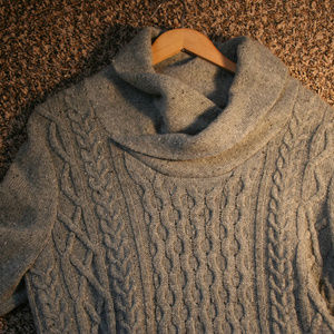 Shawled knit sweater